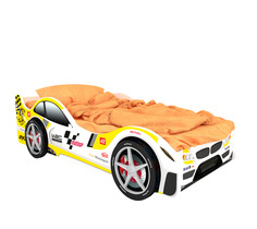 Кровать-машина карлсон сочи (с объемными колесами и подсветкой) (magic cars) желтый 85x50x170 см.