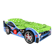 Кровать-машина карлсон нью-йорк (с объемными колесами и подсветкой) (magic cars) синий 85x50x170 см.