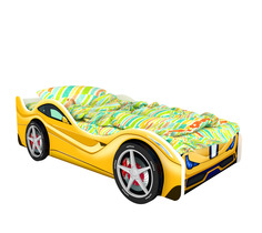 Кровать-машина карлсон феррари (с объемными колесами и подсветкой) (magic cars) желтый 85x50x170 см.