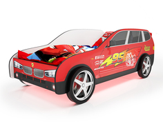 Кровать-машина карлсон джип бмв х5 (с объемными колесами и подсветкой) (magic cars) красный 94x75x184 см.