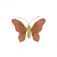 Украшение бабочка Due Esse Christmas розовое 12 см