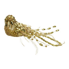 Птичка декор на клипсе Kaemingk 6х18 см золото