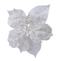 Цветок декор на клипсе Kaemingk 16 см белый