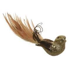 Птичка декор Kaemingk на клипсе 4x17x4,5 см золото