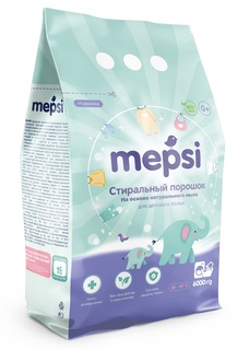 Стиральный порошок Mepsi на основе натурального мыла, для детского белья, гипоаллергенный, 6кг