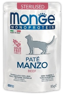 Пауч Monge Cat Monoprotein Pouch &quot;Говядина&quot; для стерилизованных кошек, 85гр