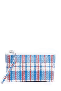 Голубой клетчатый клатч из кожи Barbes Small Balenciaga
