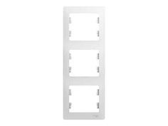 Рамки для розеток, выключателей, накладки декоративные рамка 3 поста SCHNEIDER ELECTRIC Glossa белый вертикальное