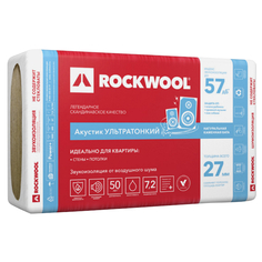 Вата минеральная теплоизоляция ROCKWOOL Акустик Баттс Ультратонкий 1000х600х27мм