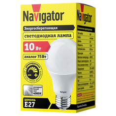 Лампы светодиодные лампа светодиодная Navigator 10Вт Е27 4000К 230В груша DIMM A6