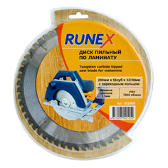 Полотна для дисковых пил диск пильный RUNEX по ламинату 200х32/30мм 56 зубьев
