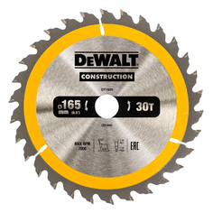 Полотна для дисковых пил диск пильный DEWALT по дереву 165х20мм 30 зубьев