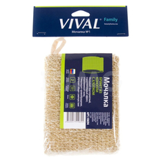 Губки и мочалки для тела мочалка VIVAL брикет, 26х16х3,5 см, конопля и хлопок