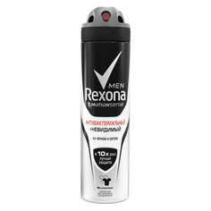 Дезодоранты для тела дезодорант мужской REXONA MEN Антибактериальный и Невидимый на черном и белом, 150 мл, спрей