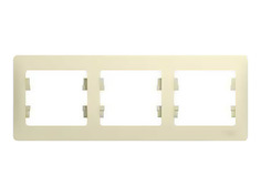 Рамки для розеток, выключателей, накладки декоративные рамка 3 поста SCHNEIDER ELECTRIC Glossa бежевый горизонтальное