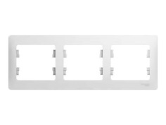 Рамки для розеток, выключателей, накладки декоративные рамка 3 поста SCHNEIDER ELECTRIC Glossa белый горизонтальное