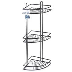 Полки для ванной комнаты полочка-решетка для ванной Clio 3-х уровневая угловая 20х20х60см черная Ofelis