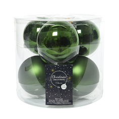 Шары елочные в наборах набор шаров 80мм 6шт стекло сосново-зелёный Kaemingk