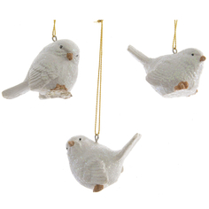 Игрушки елочные одиночные подвеска Птица 5см п/с белый в асс-те Kaemingk