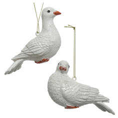 Игрушки елочные одиночные подвеска Голубь 8см пластик белый в асс-те Kaemingk