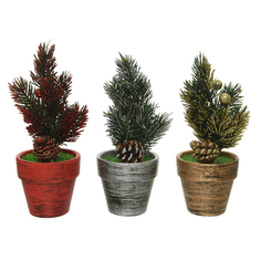 Композиции искусственные новогодние композиция в кашпо Ель с шишкой 17см в асс-те Kaemingk