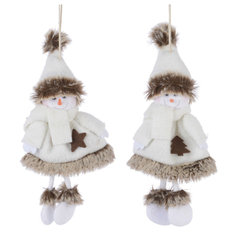 Игрушки елочные одиночные подвеска Снеговик 13см п/э белый в асс-те Kaemingk