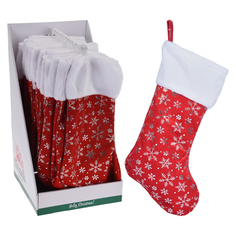 Мешки, носки, корзинки для новогодних подарков носок новогодний Снежинки 42х26см красный Koopman