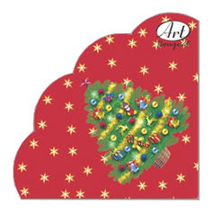 Салфетки с дизайном салфетки BOUQUET Rondo Новогодняя ель на красном 3-слойные 32см 12шт круглые
