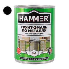 Краски и эмали по металлу и ржавчине грунт-эмаль по металлу HAMMER 0,9кг черная, арт.ЭК000116572