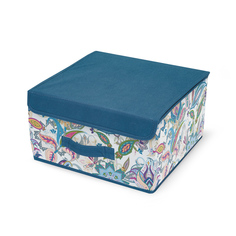Коробки, кофры, чехлы для одеял и белья коробка для хранения HAUSMANN Paisley 30x30x16см с крышкой ПЭТ синий