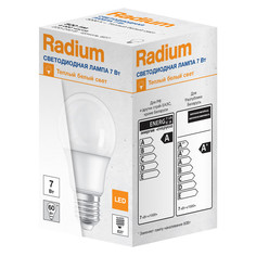 Лампы светодиодные лампа светодиодная RADIUM 7Вт E27 500Лм 3000K 230В груша А60
