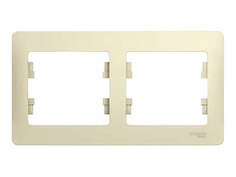 Рамки для розеток, выключателей, накладки декоративные рамка 2 поста SCHNEIDER ELECTRIC Glossa бежевый горизонтальное