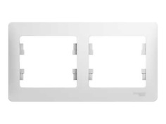 Рамки для розеток, выключателей, накладки декоративные рамка 2 поста SCHNEIDER ELECTRIC Glossa белый горизонтальное