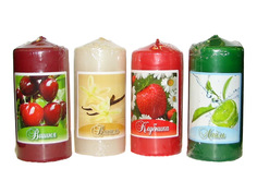 Свечи-столбики, фигурные свеча-столбик 10х5см аромат в ассортименте 20ч/г