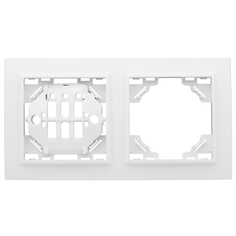 Рамки для розеток, выключателей, накладки декоративные рамка 2 поста EKF Минск горизонтальная белая