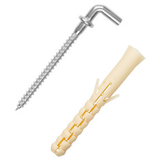 Саморезы, шурупы шуруп-крюк L-образный 4,5х68мм с манжетой с дюбелем 2шт ЕВРОПАРТНЕР