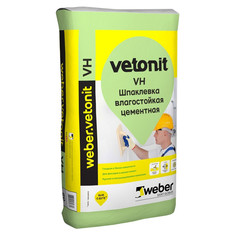 Шпатлевки сухие цементные шпатлевка цементная WEBER Vetonit VH влагостойкая финишная белая 20кг, арт.тов-159030