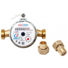 Приборы для учета воды счетчик для воды универсальный ЭКО НОМ-15-110 со сгонами и обр клапаном
