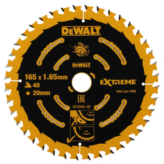 Полотна для дисковых пил диск пильный DEWALT по дереву 165х20мм 40 зубьев