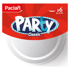 Тарелки, миски одноразовые набор тарелок PACLAN Party 6шт 23см пластик белые
