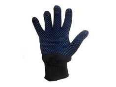 Перчатки садовые перчатки х/б с ПВХ 5 нитей черные, 3 пары