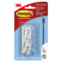 Мебельные крючки клипсы для проводов COMMAND, прозрачные, 4 шт