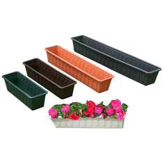 Ящики балконные ящик балконный FLORA-TEC, 80х17х15 см, пластик, цвет: коричневый