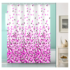 Занавески для ванной занавеска для ванной OFELIS Мозаика 200х180 см, полиэстер, розовая