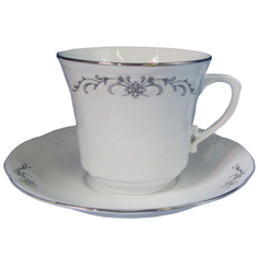 Чашки чашка с блюдцем CMIELOW Камелия Серый орнамент 250мл 15см фарфор