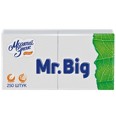 Салфетки однотонные салфетки МЯГКИЙ ЗНАК Mr.Big 1-слойные 24х24см 250шт