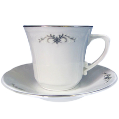 Чашки чашка с блюдцем CMIELOW Камелия Серый орнамент, 100 мл, фарфор