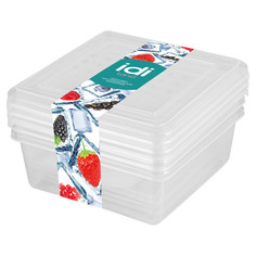 Контейнеры для СВЧ и холодильника в наборах набор контейнеров PLAST TEAM, 3 шт, 0,5 л, 12х12х7 см, для заморозки, квадратные, пластик