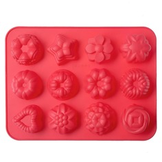 Формы ячеистые форма для выпечки WALMER Bakery 12 кексов силикон красный