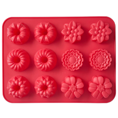 Формы ячеистые форма для выпечки WALMER Cupcakes 12 кексов силикон красный